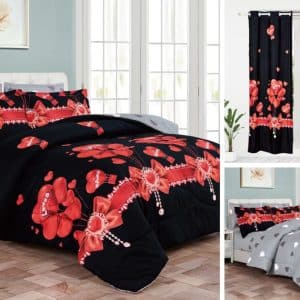 لحاف 8 قطع نفرين رومانسي مع الستارة - متعدد الالوان