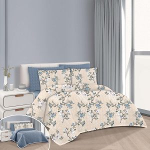 مفرش صيفي مضغوط نفرين 6 قطع مشجر بخامة مايكروفايبر خفيفة وعصرية - تصميم أنيق مناسب لفصل الصيف