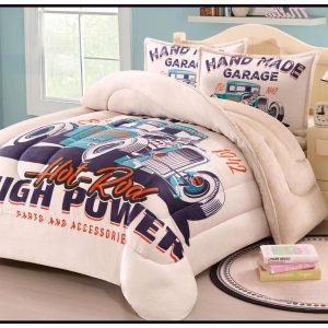 لحاف أطفال شتوي مخمل فرو برسومات كرتونية 4 قطع