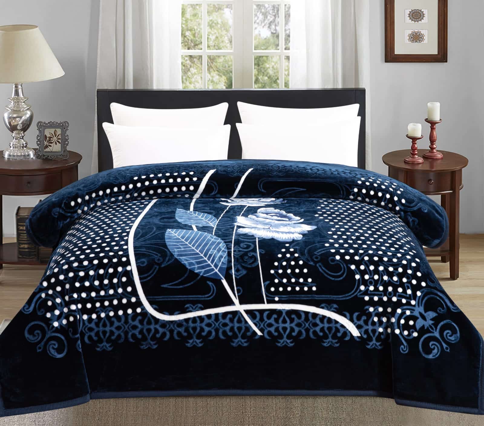 بطانية شتوية فاخرة لون أزرق