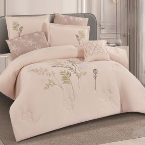 مفرش سرير نفرين مطرز فاخر 8 قطع بخامة ناعمة ومريحة