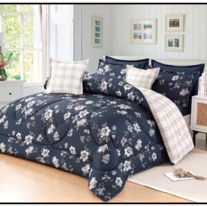 مفرش نفرين 8 قطع مشجر صيفي فاخر بتصميم أنيق وخامة ناعمة