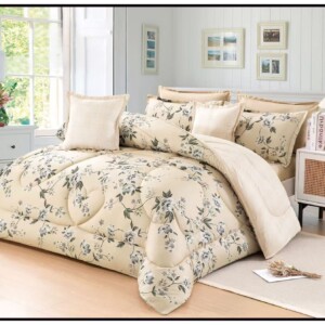 مفرش نفرين 8 قطع مشجر صيفي فاخر بتصميم أنيق وخامة ناعمة